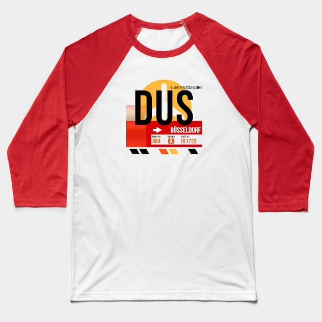 Dusseldorf (DUS) Airport // Sunset Baggage Tag Baseball T-Shirt by Now Boarding